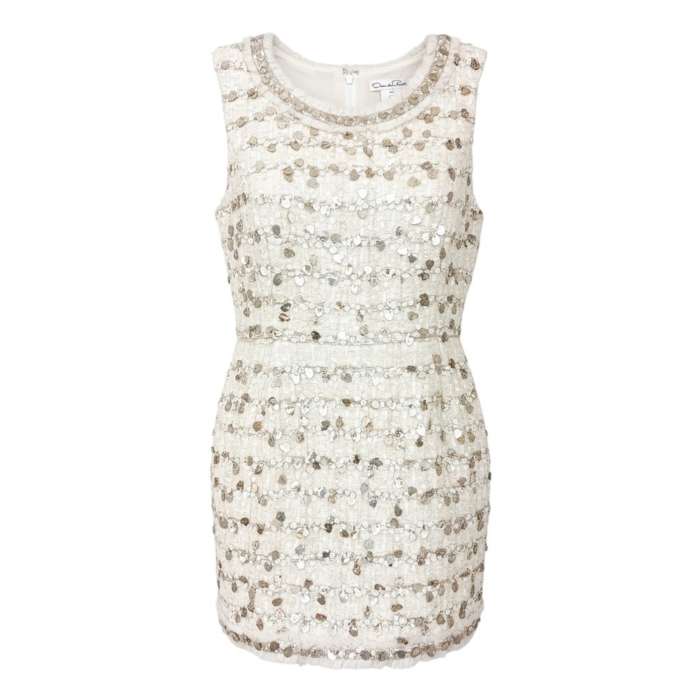 Oscar de la Renta ivory sleeveless dress